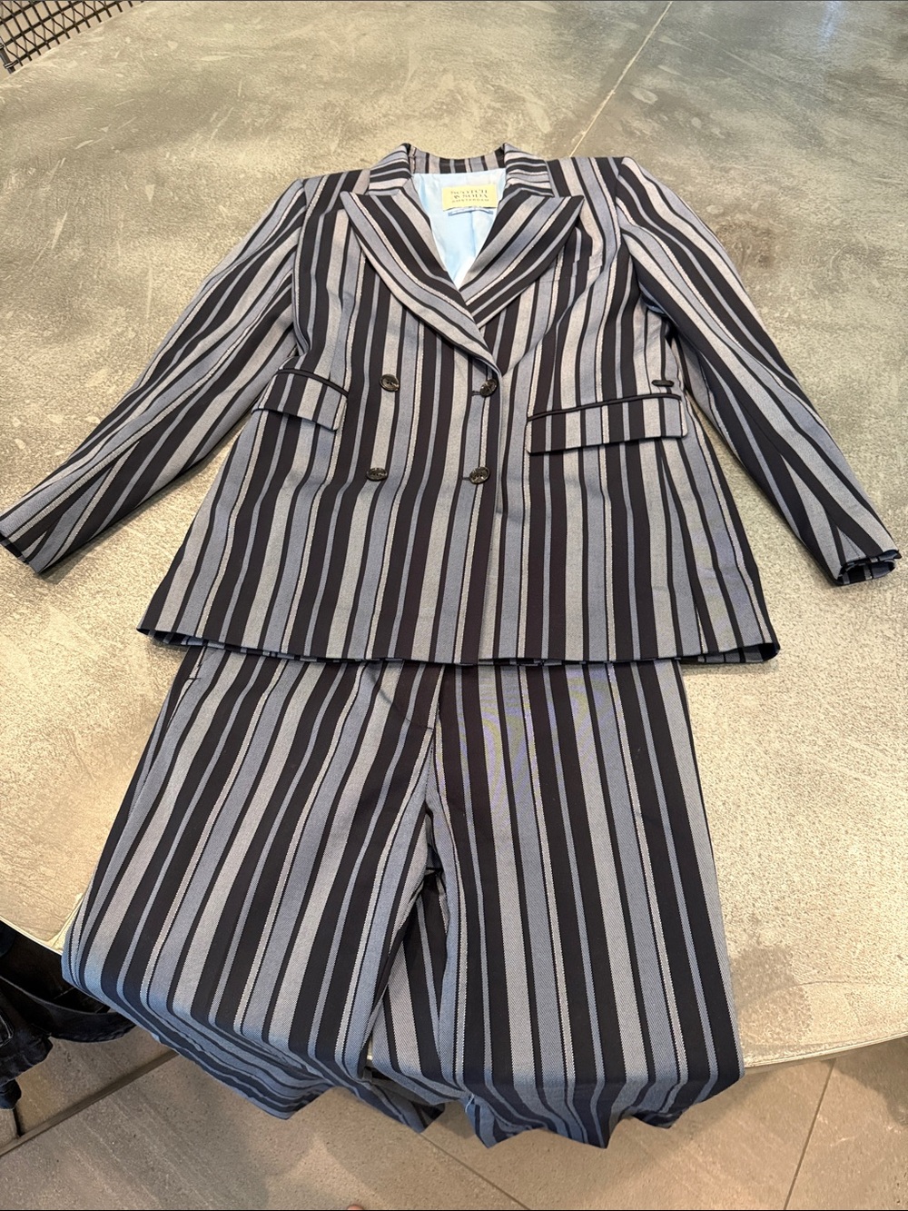 Scotch & Soda Black and Gray Striped Double-Breasted Pantsuit Set